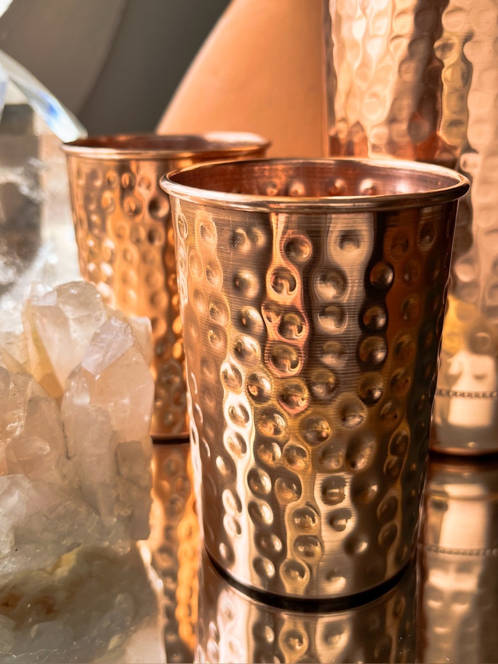 Pair of Copper Cups · Pebbled Finish · Tamra Jal · Ayurveda · Living Ritual